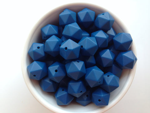 14mm Sapphire Blue Mini Icosahedron Silicone Beads