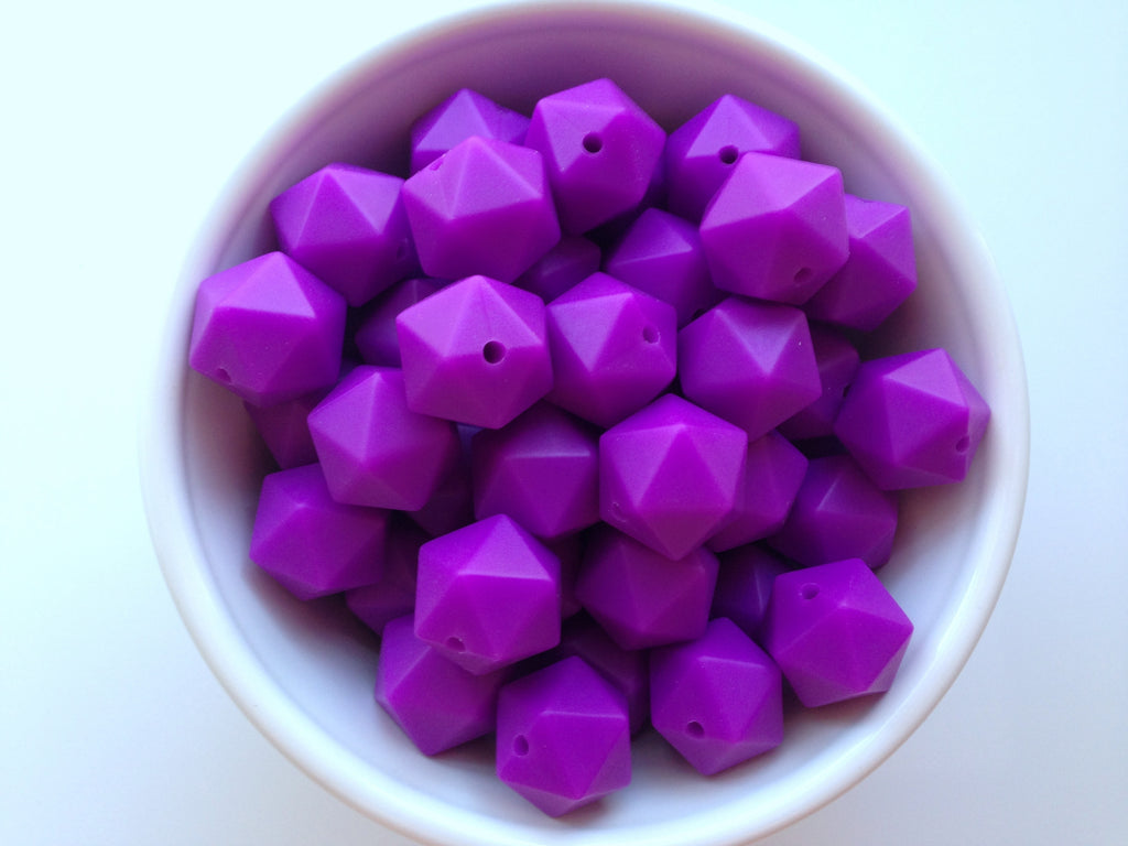 14mm Royal Purple Mini Icosahedron Silicone Beads