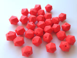14mm Coral Red Mini Icosahedron Silicone Beads