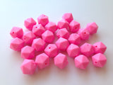 14mm Pink Mini Icosahedron Silicone Beads