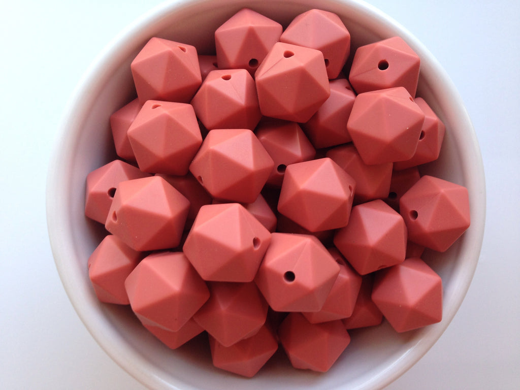 14mm Maroon Mini Icosahedron Silicone Beads