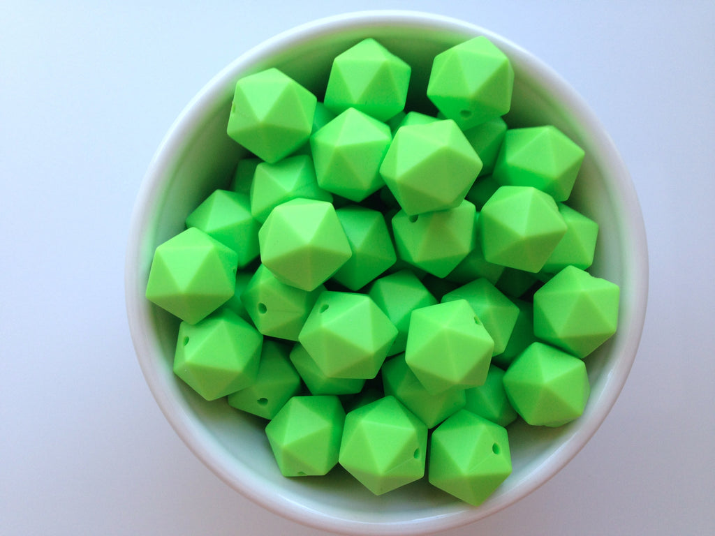 14mm Key Lime Mini Icosahedron Silicone Beads