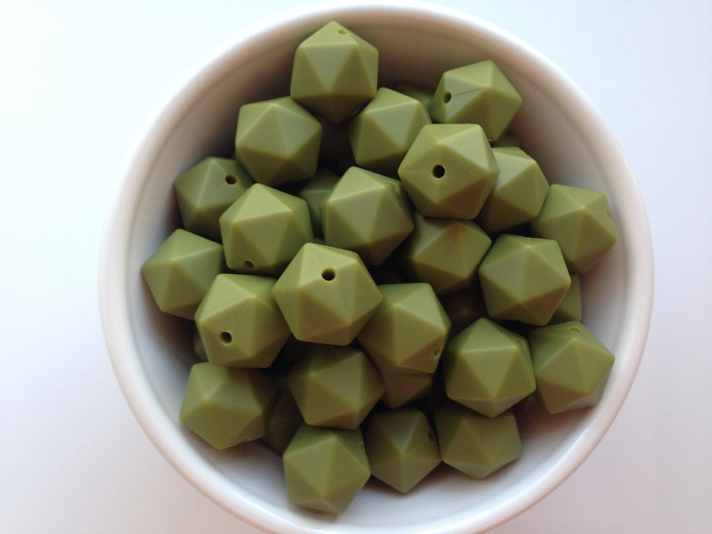 14mm Army Green Mini Icosahedron Silicone Beads