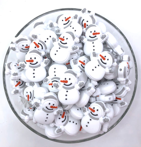 Gray Snowman Silicone Beads