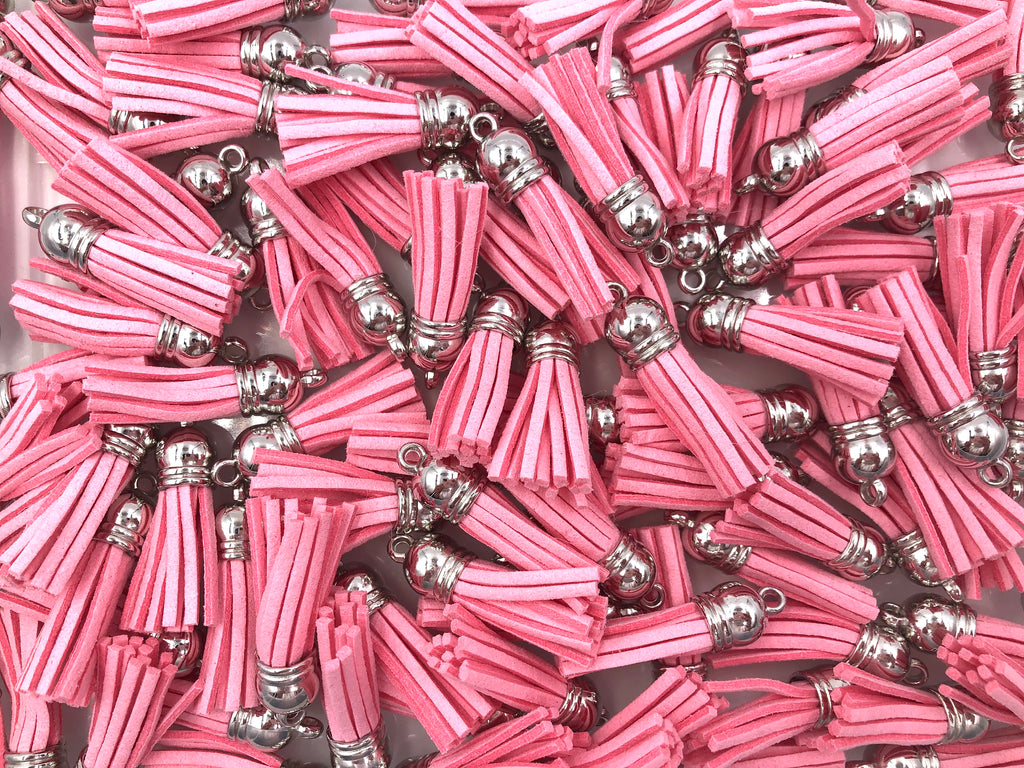 38mm Pink Faux Leather Tassels