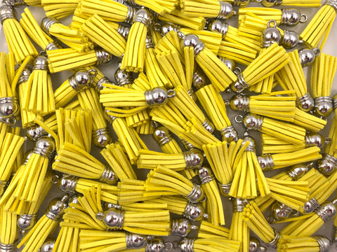 38mm Faux Leather Tassels--Yellow