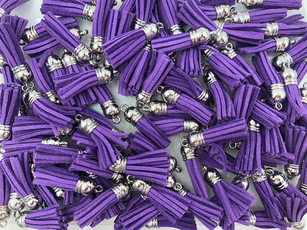 38mm Faux Leather Tassels--Purple