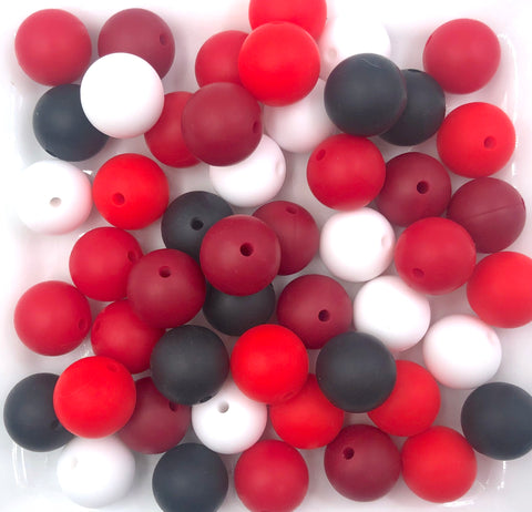 Valentine's Day "Red Hot" Silicone Bead Mix--White, Strawberry Red, Cranberry, Black and Red