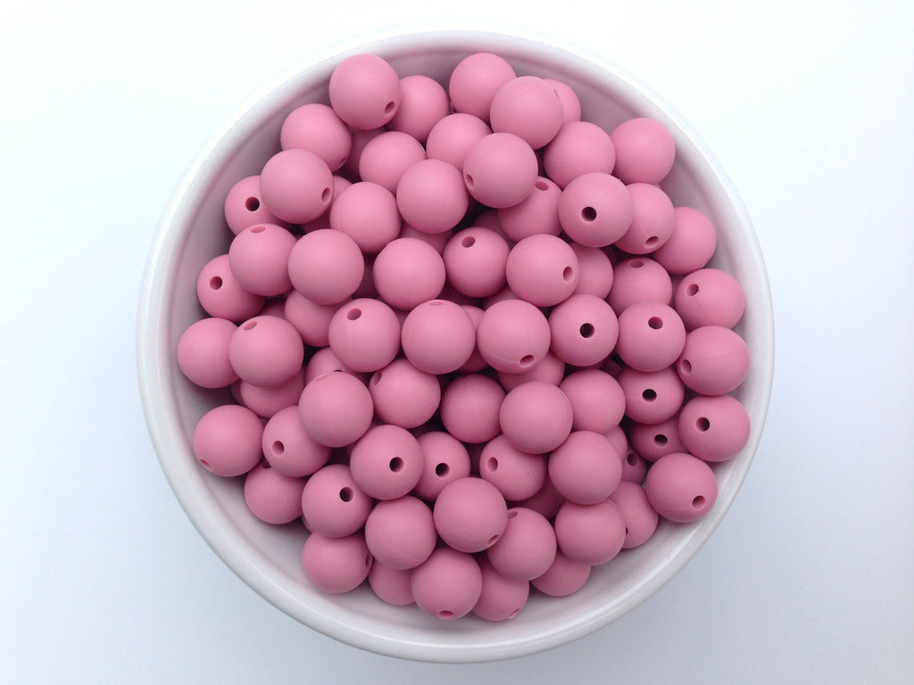 12mm Dusty Rose Silicone Beads