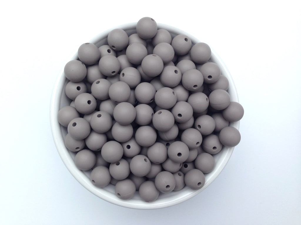 12mm Taupe Silicone Beads