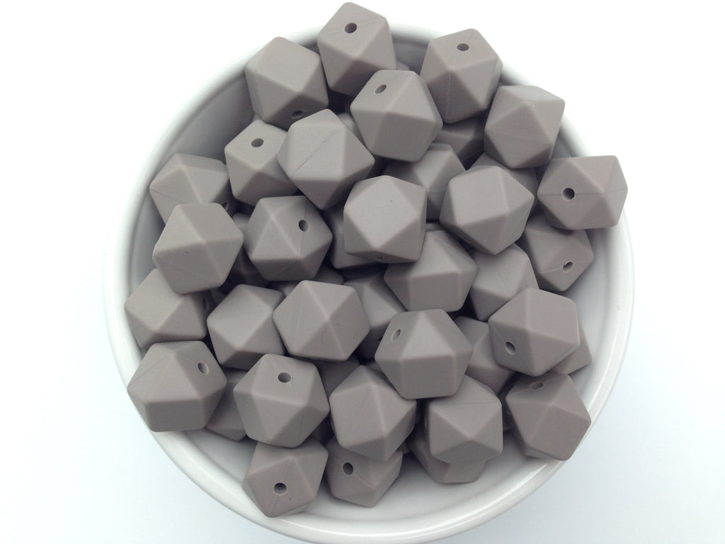 14mm Taupe Mini Hexagon Silicone Beads