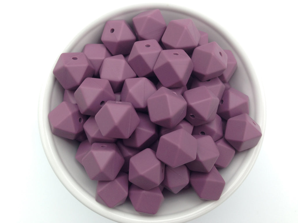 14mm Light Plum Mini Hexagon Silicone Beads