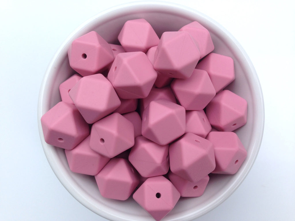 Dusty Rose Hexagon Silicone Beads
