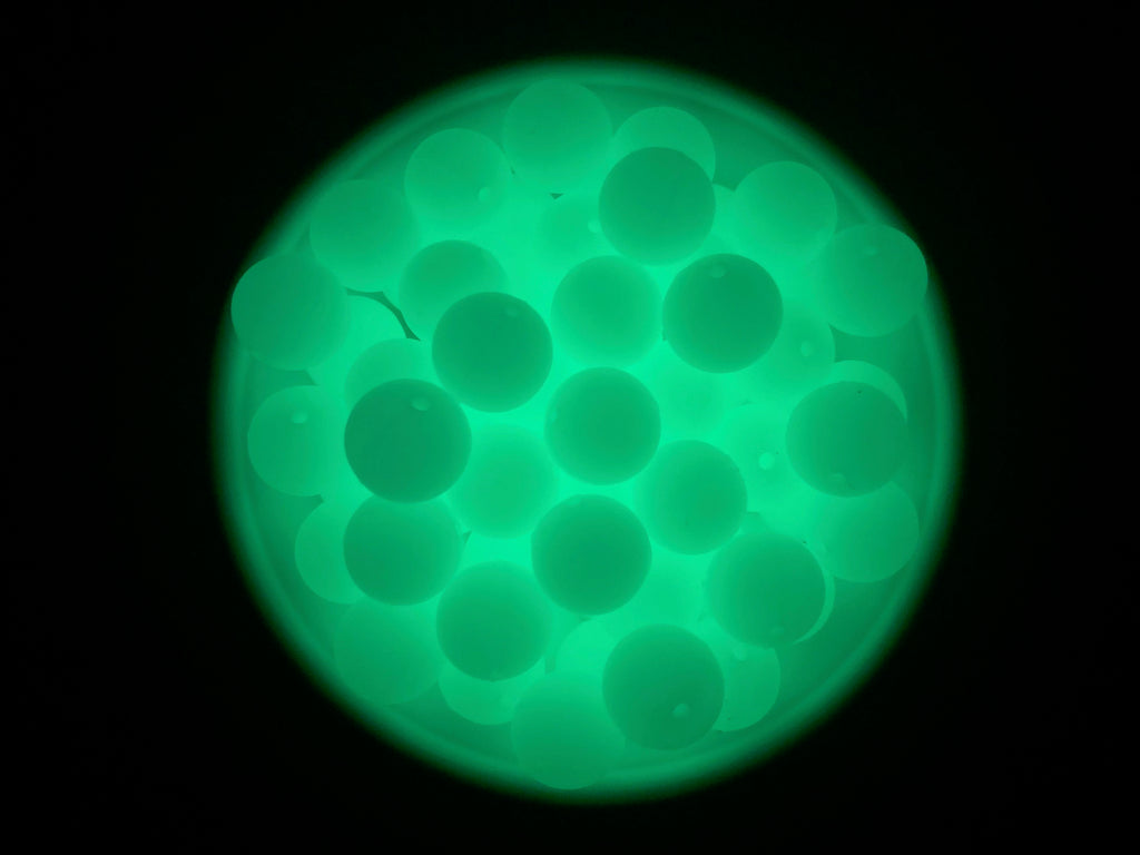 15mm GREEN Glow in the Dark Silicone Beads
