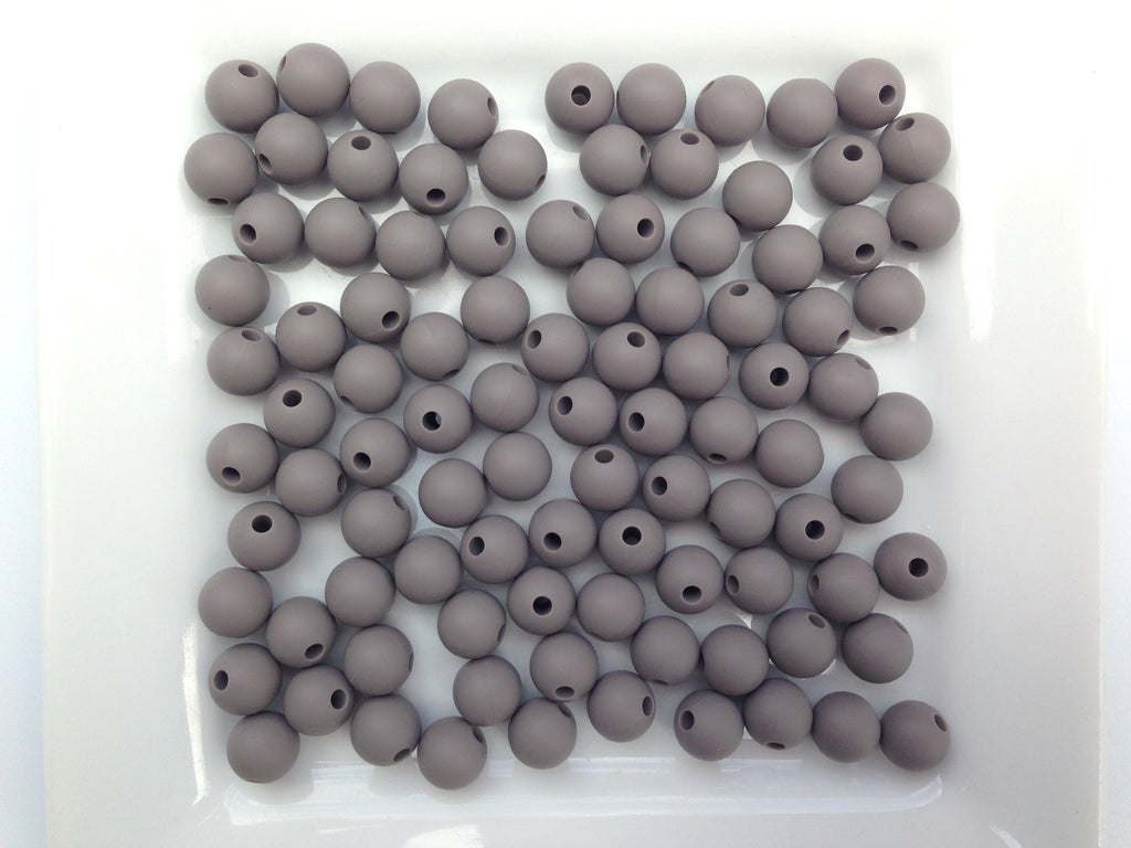 9mm Taupe Silicone Beads