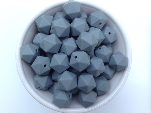14mm Gray Mini Icosahedron Silicone Beads