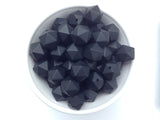 14mm Black Mini Icosahedron Silicone Beads
