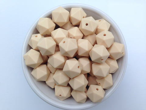 14mm Beige Mini Icosahedron Silicone Beads