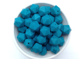 14mm Teal Blue Mini Icosahedron Silicone Beads