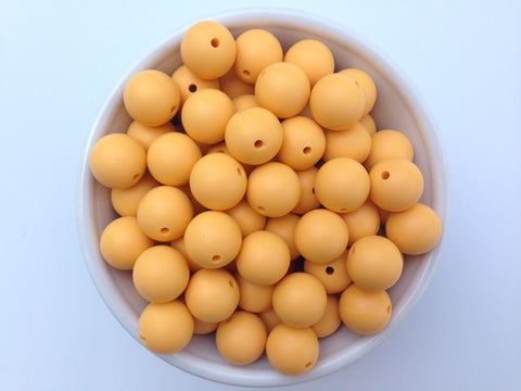 15mm Golden Yellow Silicone Beads