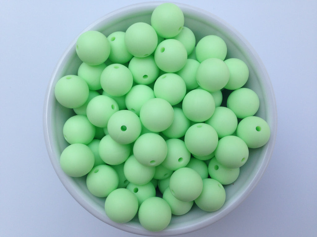 15mm Honeydew Silicone Beads