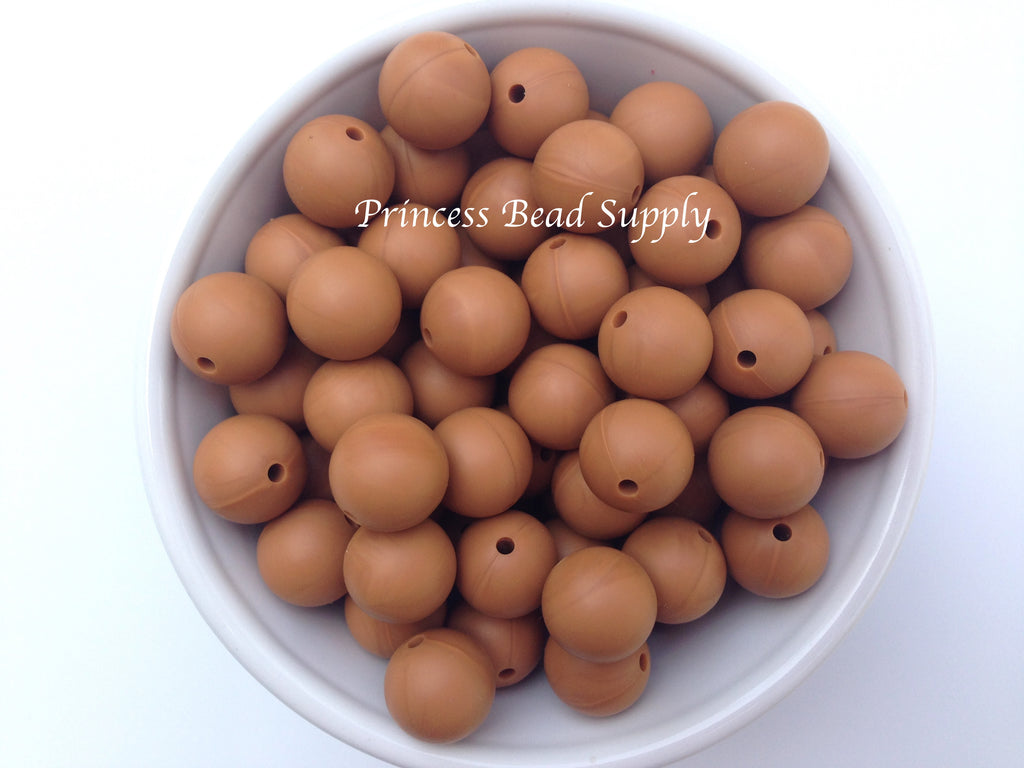 15mm Hazelnut Silicone Beads