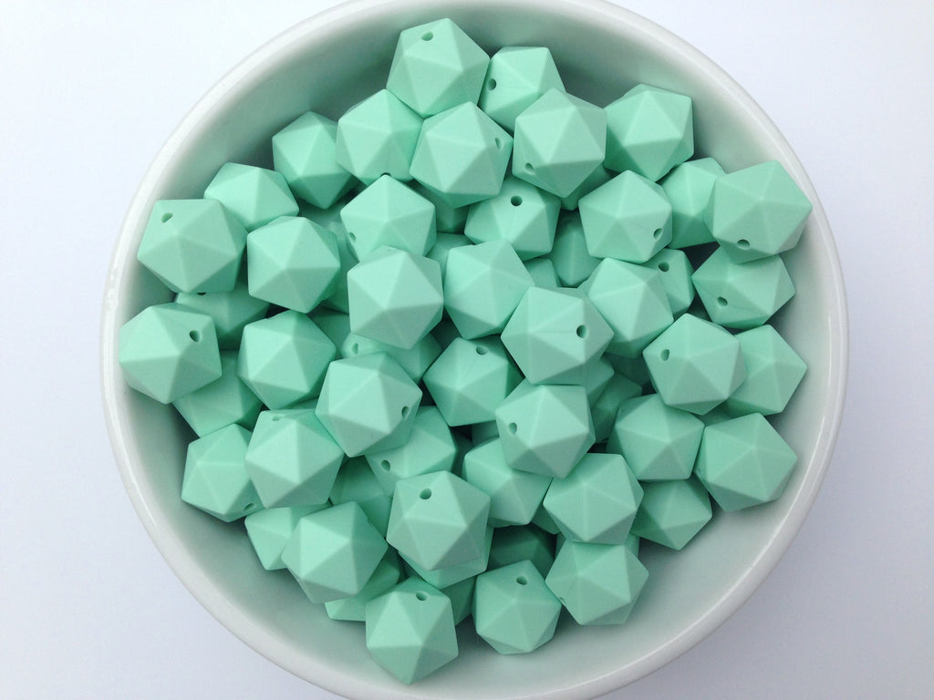 17mm Mint ICOSAHEDRON Silicone Beads