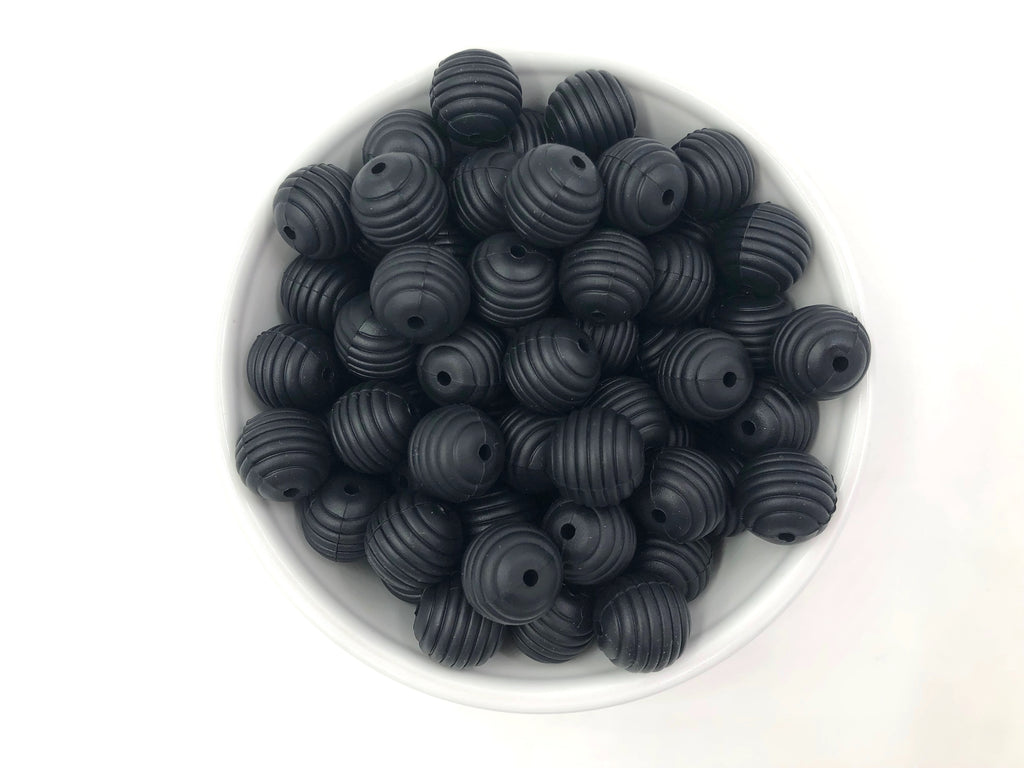 15mm Black Silicone Beehive Beads