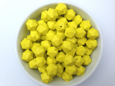 17mm Lemon Yellow ICOSAHEDRON Silicone Beads