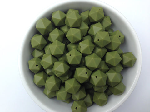 17mm Army Green ICOSAHEDRON Silicone Beads