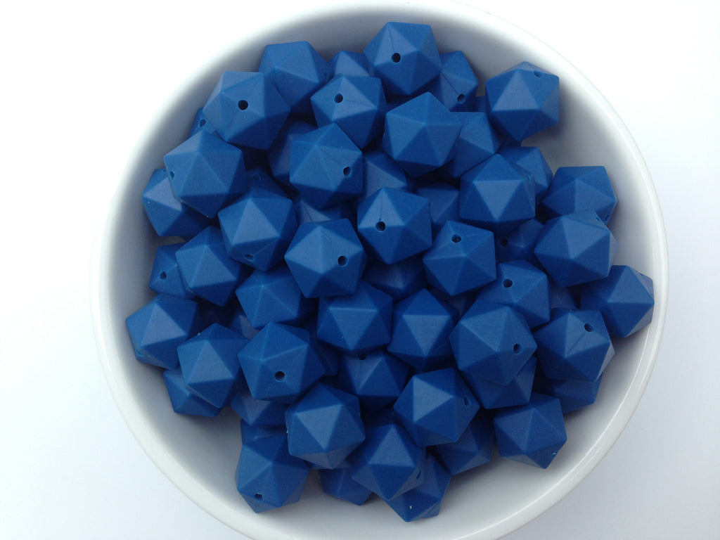 17mm Sapphire Blue ICOSAHEDRON Silicone Beads