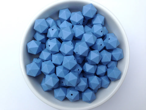 17mm Powder Blue ICOSAHEDRON Silicone Beads