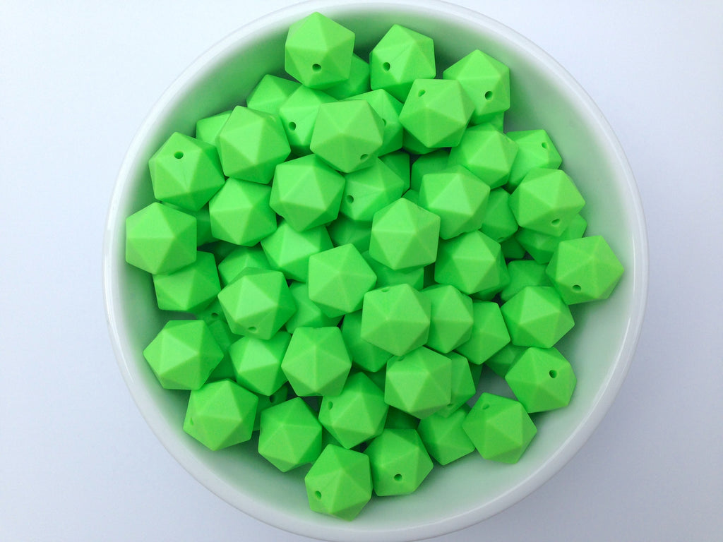 17mm Key Lime ICOSAHEDRON Silicone Beads