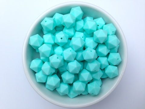 17mm Aqua ICOSAHEDRON Silicone Beads
