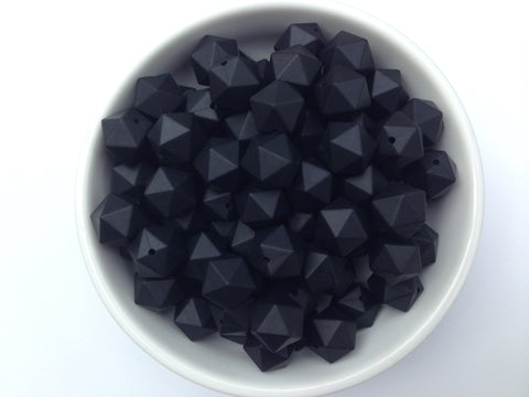 17mm Black ICOSAHEDRON Silicone Beads