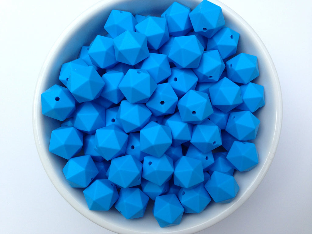 17mm Sky Blue ICOSAHEDRON Silicone Beads