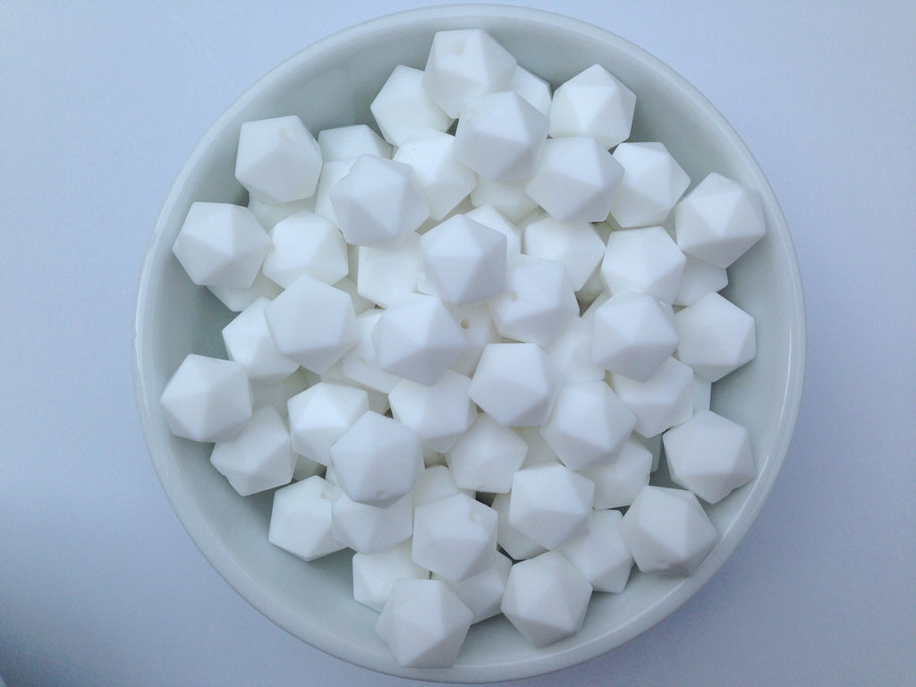 17mm White ICOSAHEDRON Silicone Beads