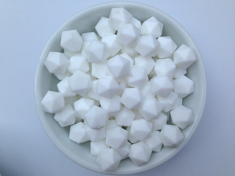 17mm White ICOSAHEDRON Silicone Beads