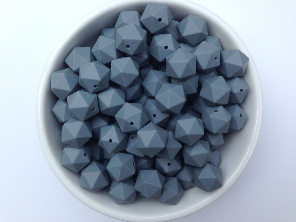 17mm Gray ICOSAHEDRON Silicone Beads