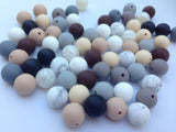 Neutral Mix 50 or 100 BULK Round Silicone Beads