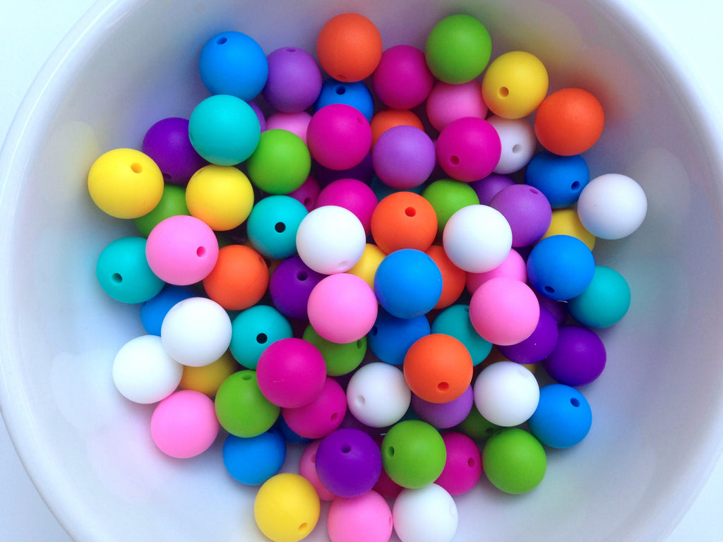100Pcs Silicone Beads 15mm Round Silicone Bead Bulk Colorful