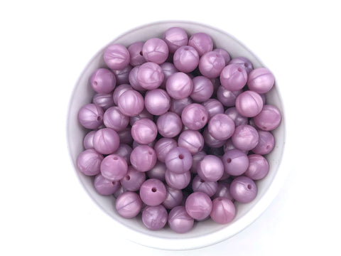 12mm Metallic Lilac Purple Silicone Beads