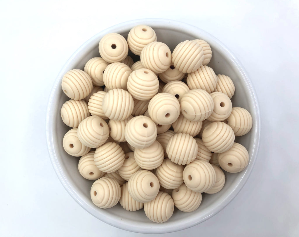 15mm Beige Silicone Beehive Beads