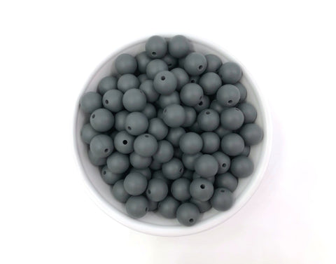 12mm Charcoal Gray Silicone Beads