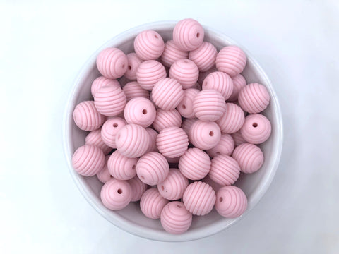 15mm Powder Pink Silicone Beehive Beads