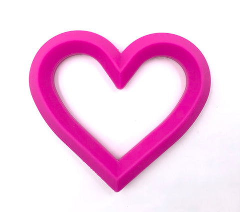 Hot Pink Silicone Heart Teether