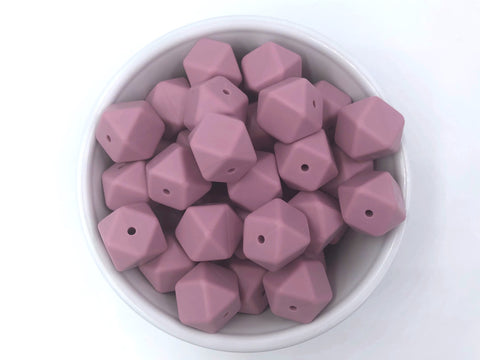 Mauve Hexagon Silicone Beads