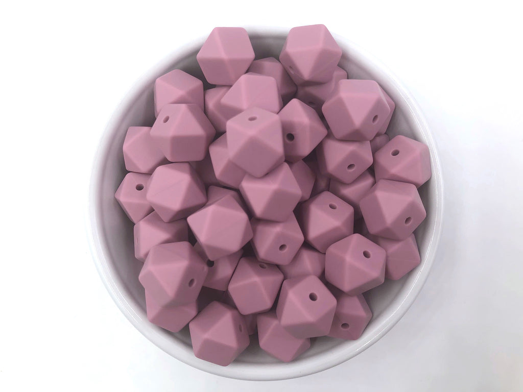 14mm Mauve Mini Hexagon Silicone Beads