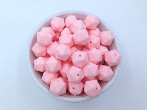14mm Pink Quartz Mini Icosahedron Silicone Beads
