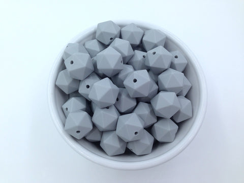 14mm Light Gray Mini Icosahedron Silicone Beads